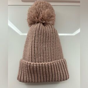 Steve Madden Mauve Pink Cozy Knit Pom-Pom Beanie